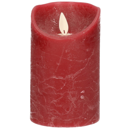 LED candles - set 2x - bordeaux red - H10 and H12,5 cm - flickering flame