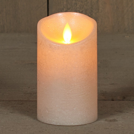 LED candles - set 2x - pearl/cream - H10 and H12,5 cm - flickering flame