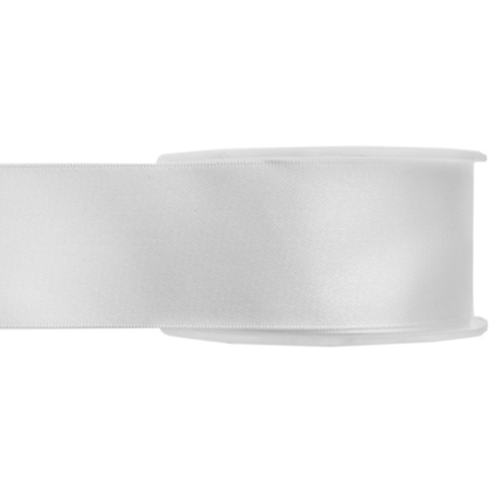 1x Hobby/decoration white satin ribbons 2,5 cm/25 mm x 25 meters