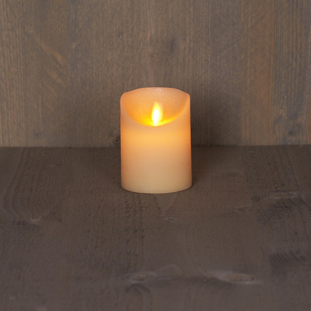 LED candles - set 2x - ivory white - H10 and H12,5 cm - flickering flame