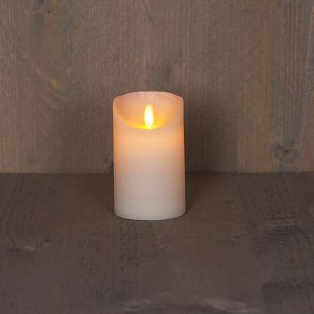 LED candles - set 2x - ivory white - H10 and H12,5 cm - flickering flame