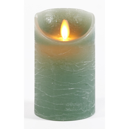 LED candles - set 2x - jade green - H10 and H12,5 cm - flickering flame