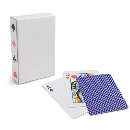 4x Speelkaartenhouders kunststof 8,6 cm inclusief 54 speelkaarten blauw