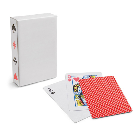 4x stuks Speelkaarthouders hout 35 cm inclusief 54 speelkaarten rood