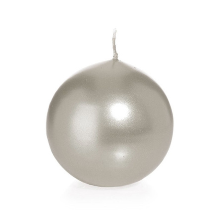1x Silver sphere/ball candle 8 cm 25 hours