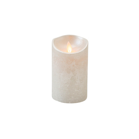 LED candles - set 2x - silver - H10 and H12,5 cm - flickering flame