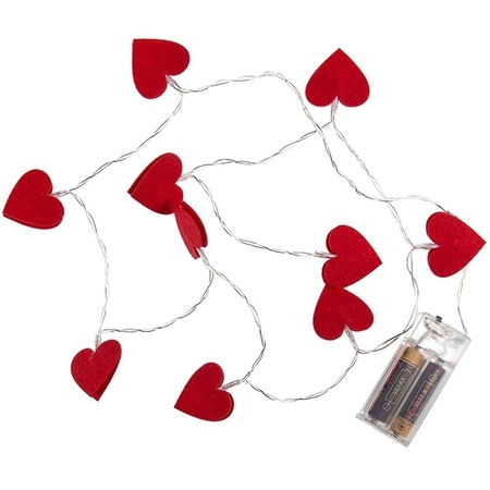 2x Red heart light wire 120 cm