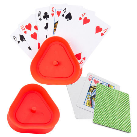 2x Playing cards holders 8,6 cm with 54 green playing cards