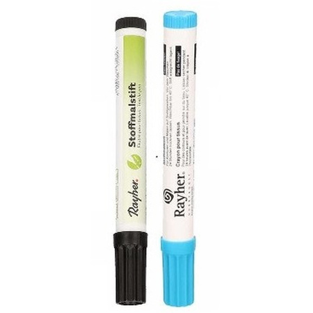 2x Pack textile marker thick point black/blue
