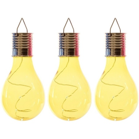 3x Outdoor/garden LED yellow pear bulbs solar light 14 cm