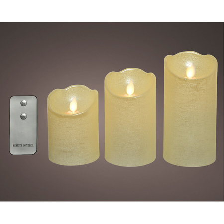 3x Creme witte LED kaarsen/stompkaarsen met afstandsbediening