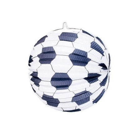 3x stuks Voetbal thema versiering lampionnen van 24 cm