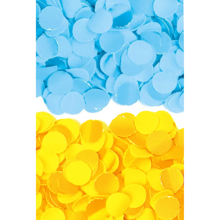 400 gram geel en blauwe papier snippers confetti mix set feest versiering