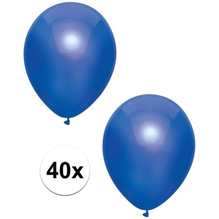 40x Dark blue metallic balloons 30 cm