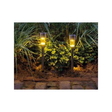 4x Outdoor/garden LED silver pin solar lights 36 cm warm white