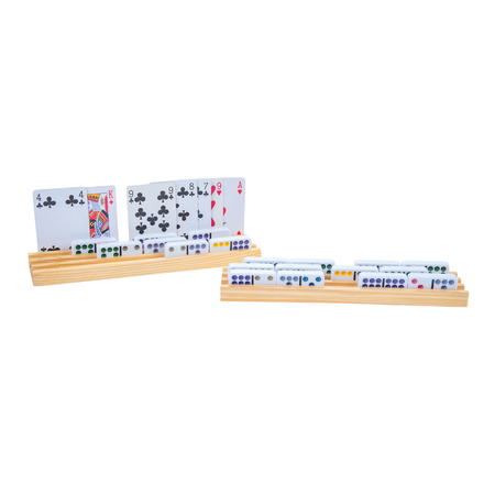 4x Speelkaarten / dominostenen houder hout 26 cm