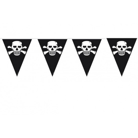 4x stuks Piraten vlaggenlijn/vlaggetjes zwart