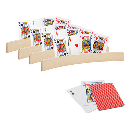 4x Playing cards holders 35 cm with 54 red playing cards