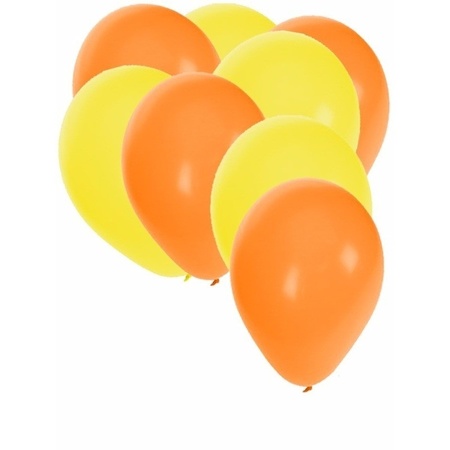 50x ballonnen  - 27 cm - oranje / gele versiering