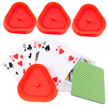 6x Playing cards holder 8,6 cm with 54 green playing cards