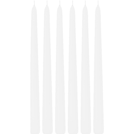6x White dining candles 30 cm 13 hours
