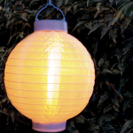 9x stuks luxe solar lampion/lampionnen wit met realistisch vlameffect 20 cm 