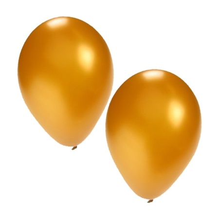 50x ballonnen - 27 cm - zwart /goud versiering