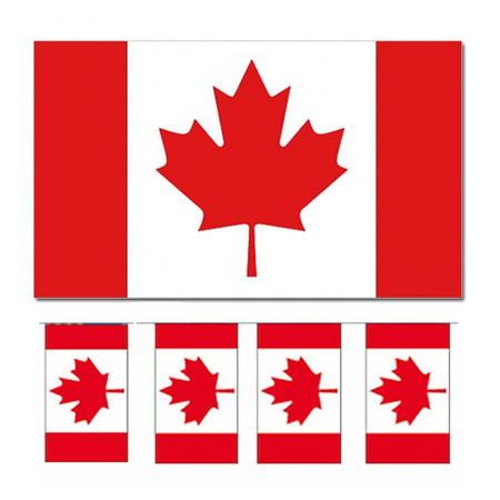 Bellatio Decorations - Vlaggen versiering set - Canada - Vlag 90 x 150 cm en vlaggenlijn 4 meter