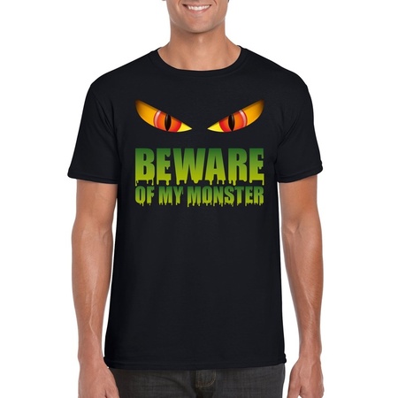 Beware of my monster Halloween t-shirt zwart heren