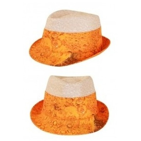 2x stuks Carnaval verkleed set hoed en stropdas in BIER thema print
