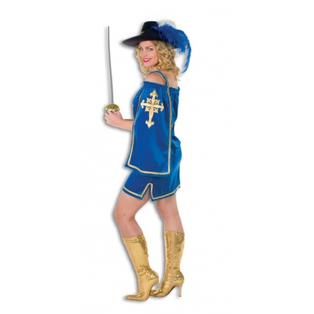 Verkleedkleding Blauw musketiers jurkje voor dames