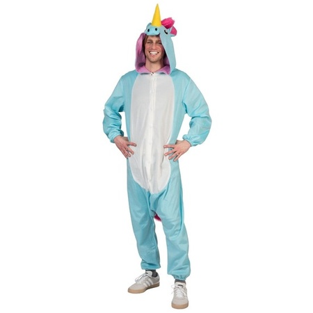 sneeuw grafisch Bachelor opleiding Blauwe eenhoorn dieren onesie/kostuum voor heren in de Carnavalskostuum  winkel.