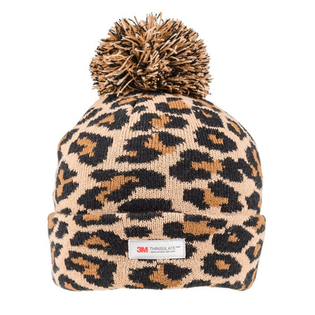 Brown/black panther/leopard print hat for women