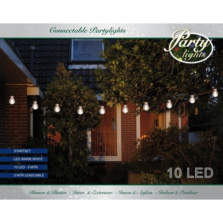 Outdoor party lights string warm white bulbs 10 meters
