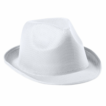 Party carnaval trilby hat - white - polyester - for adults