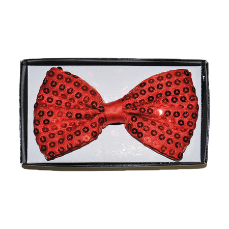 Verkleed set voor heren - gilet/vlinderstrikje/hoed - rood - pailletten - one size - carnaval