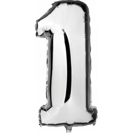 Sweet 16 silver foil balloons 88 cm age/number 16 years