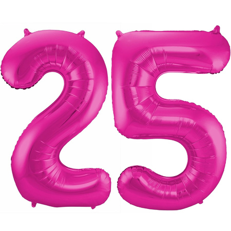 Foil number balloons birthday 25 years 85 cm in pink