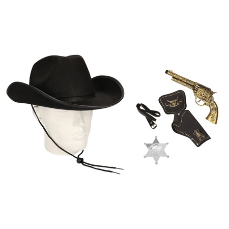 Cowboy accessoirie set black for adults
