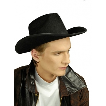 Carnaval set cowboy hat Omaha - black - holster and gun - for adults