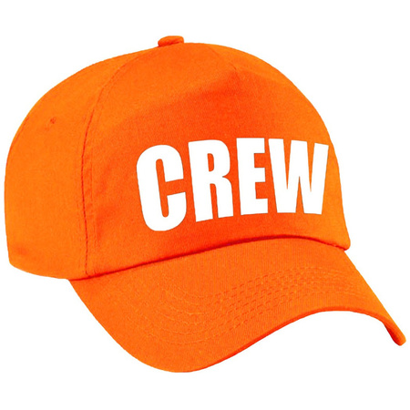 Crew pet /cap oranje met witte bedrukking meisjes en jongens