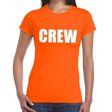 Crew tekst t-shirt oranje dames