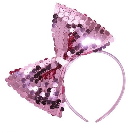 Diadem with pink sequins bow