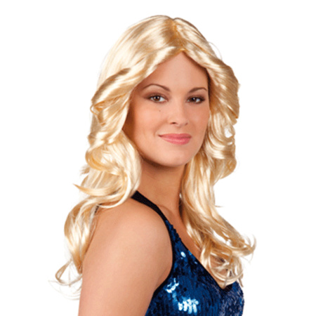 natuurlijk kruising ontvangen Verkleed Disco pruik blond met krullen in de Carnavalskostuum winkel.