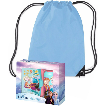 Disney Frozen lunchbox set voor kinderen - 3-delig - licht blauw - incl. gymtas/schooltas