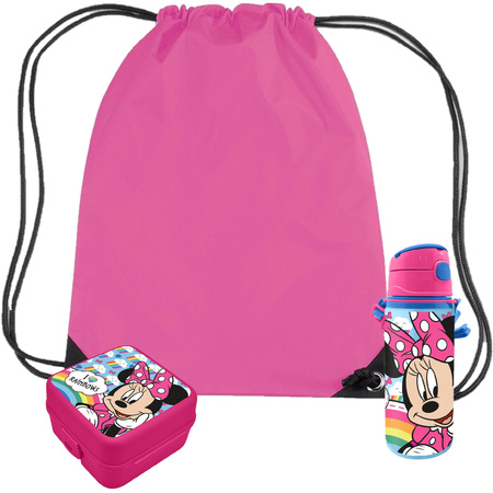 Disney Minnie Mouse lunchbox set voor kinderen - 3-delig - roze - incl. gymtas/schooltas
