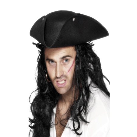 Piraat accessoires verkleedset direhoekige hoed en piratenhaak