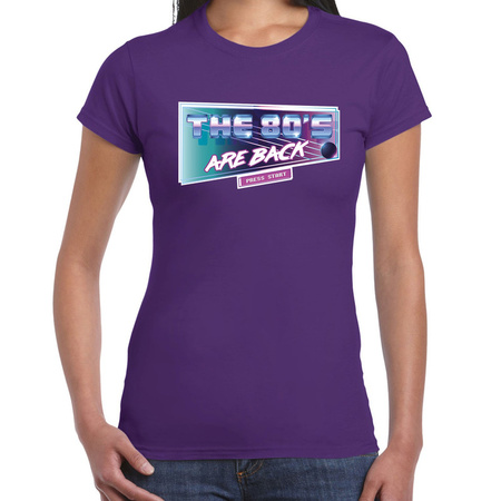 Eighties verkleed thema - The 80s are back t-shirt - paars - dames kleding