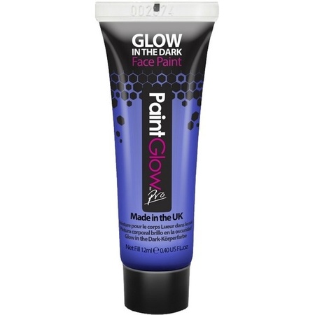 Face/Body paint - neon blauw/glow in the dark - 10 ml - schmink/make-up - waterbasis