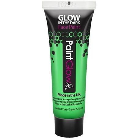 Face/Body paint - neon groen/glow in the dark - 10 ml - schmink/make-up - waterbasis